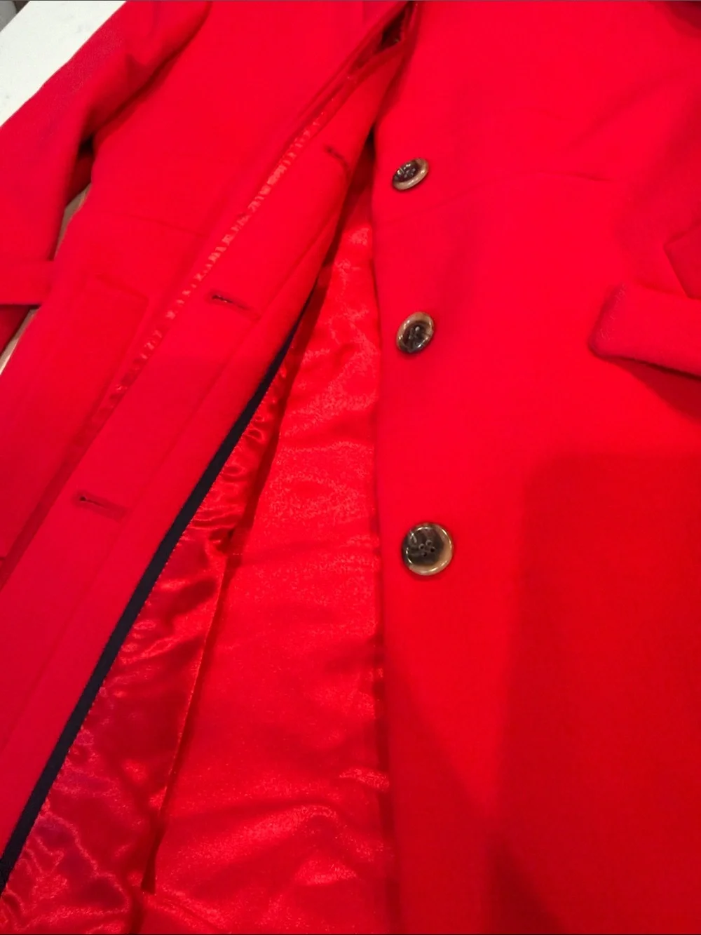 J Crew double cloth deep red Belted Coat with Stand Collar